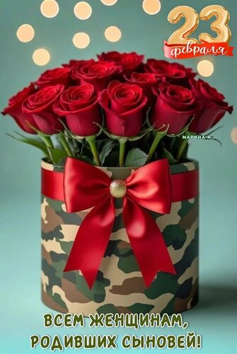 Открытка 23 февраля. Всем женщинам, родивших сыновей!