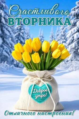 Открытка ДОБРОЕ УТРО! СЧАСТЛИВОГО ВТОРНИКА! ОТЛИЧНОГО НАСТРОЕНИЯ!