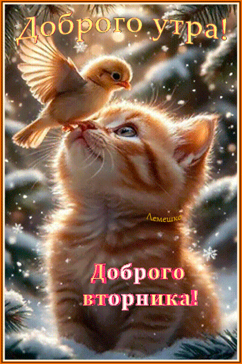 Анимированная открытка Доброго утра! Доброго вторника!