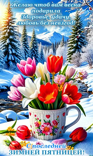 Открытка С ПОСЛЕДНЕЙ ПЯТНИЦЕЙ ЗИМЫ!