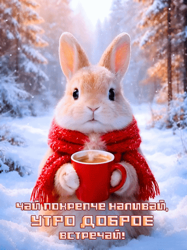 Анимированная открытка Чай покрепче наливай, утро доброе встречай!