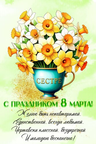 Открытка С днем 8 марта. сестре
