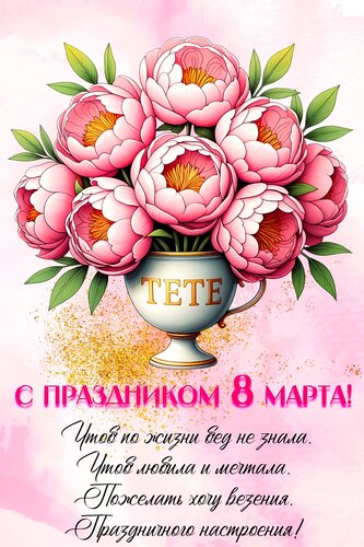 Открытка С днем 8 марта. тете