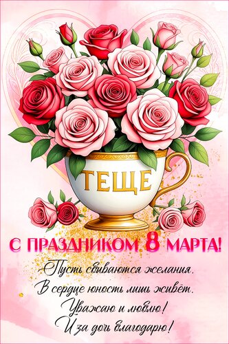 Открытка С днем 8 марта. теще