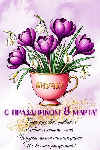 Открытка С днем 8 марта. внучке
