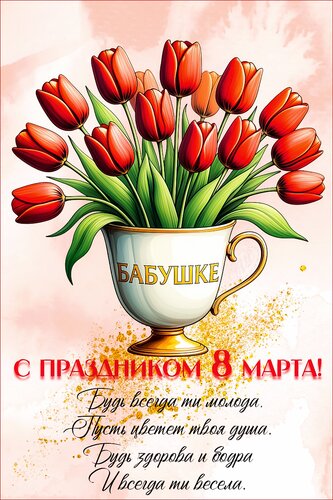 Открытка С днем 8 марта. бабушке