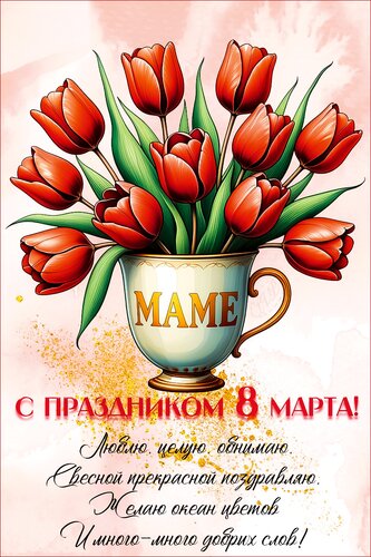 Открытка С днем 8 марта. маме
