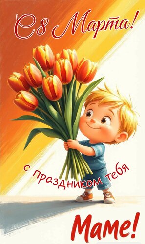 Открытка С 8 марта! С праздником тебя, мама!