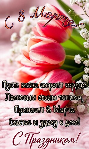 Открытка Пусть весна согреет сердце ласковым своим тёплом