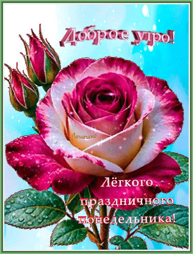 Анимированная открытка Доброго утра! Лёгкого праздничного понедельника!