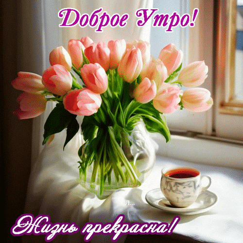 Анимированная открытка Доброе Утро! Жизнь прекрасна!