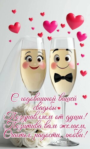 Открытка С годовщиной вашей свадьбы. Поздравляем от души