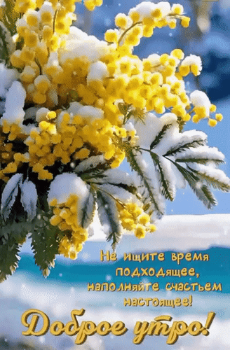 Анимированная открытка Доброе утро! Не ищите время подходящее, наполняйте счастьем настоящее!