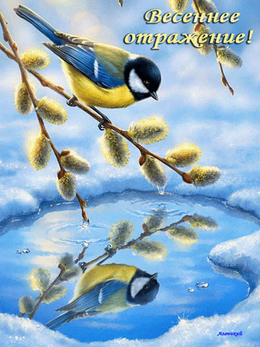 Анимированная открытка Весеннее отражение!
