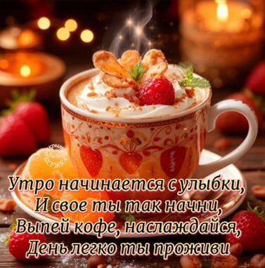 Открытка Утро начинается с улыбки