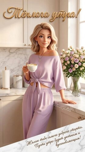 Открытка Тёплого утра! Желаю тебе самого удачного старта. Пусть утро будет уютным и вдохновляющим.