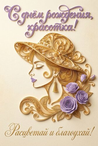 Открытка С днём рождения, красотка! Расцветай и благоухай!