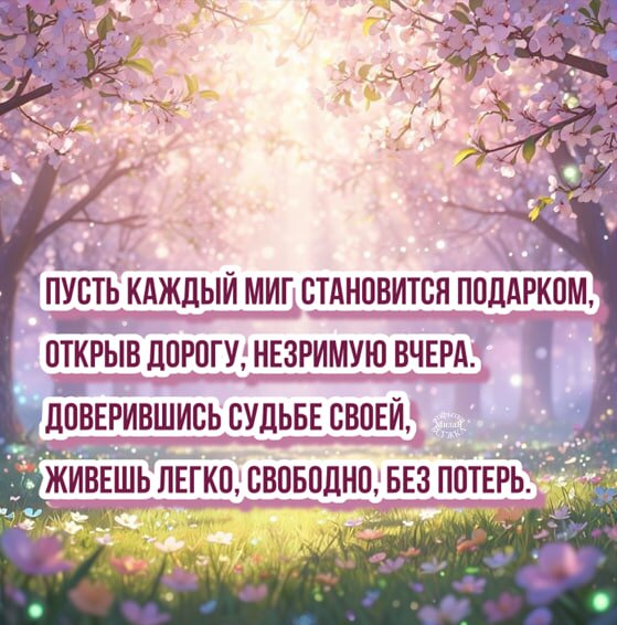 Открытка Пусть каждый миг становится подарком, Открыв дорогу, незримую вчера.