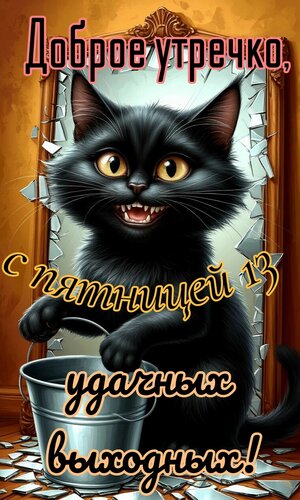 Открытка Доброе утречко, с пятницей 13, удачных выходных