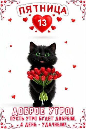 Открытка Пятница 13. Доброе утро! Пусть утро будет добрым, а день - удачным!