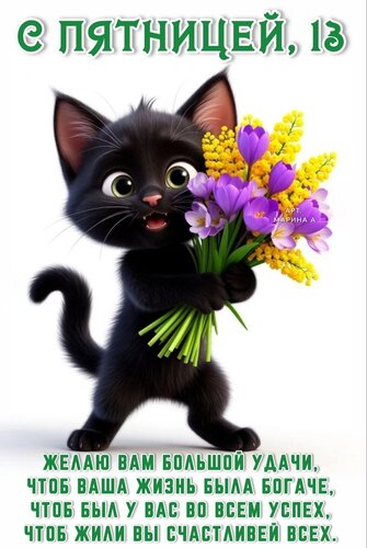 Открытка С ПЯТНИЦЕЙ, 13. ЖЕЛАЮ ВАМ БОЛЬШОЙ УДАЧИ, ЧТОБ ВАША ЖИЗНЬ БЫЛА БОГАЧЕ,ЧТОБ БЫЛ У ВАС ВО ВСЕМ УСПЕХ, Ч