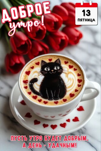 Открытка Доброе утро! 13 пятница | Пусть утро будет добрым, а день - удачным!