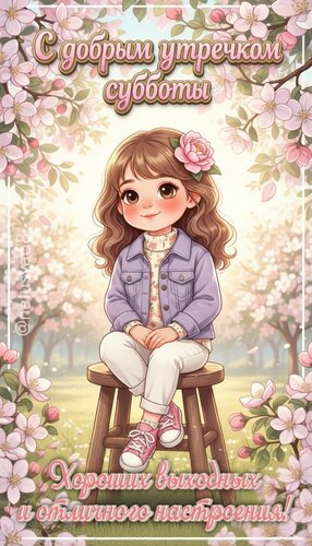 Открытка С добрым утречком субботы. Хороших выходных и отличного настроения!