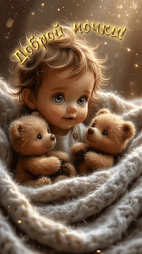 Анимированная открытка Доброй ночки! Ночь стелет сказочный покров, тебе желаю сладких снов! Скорее глазки закрывай