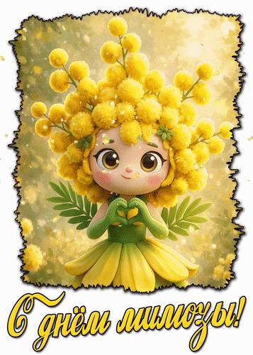 Анимированная открытка С днём мимозы!