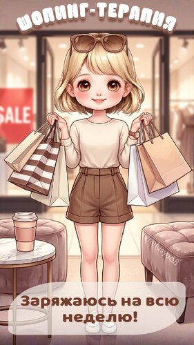 Открытка Шопинг - терапия. Заряжаюсь на всю неделю.