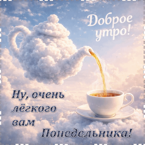 Анимированная открытка Доброе утро! Ну, очень лёгкого вам понедельника!