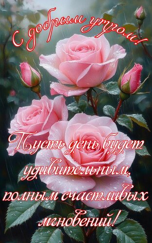 Открытка С добрым утром! Пусть день будет удивительным, полным счастливых мгновений!