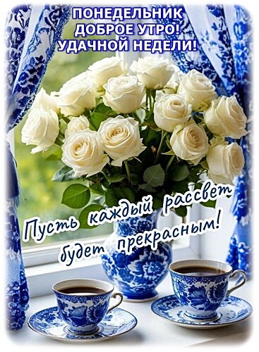 Открытка ПОНЕДЕЛЬНИК ДОБТРОЕ УТРО! УДАЧНОЙ НЕДЕЛИ!