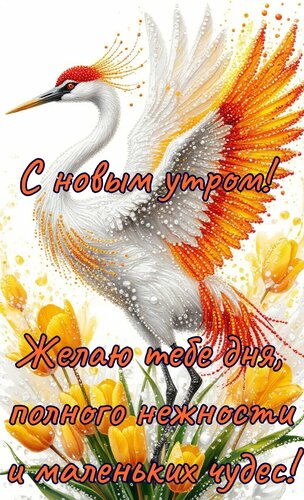 Открытка С новым утром. Желаю тебе дня полного нежности и маленьких чудес