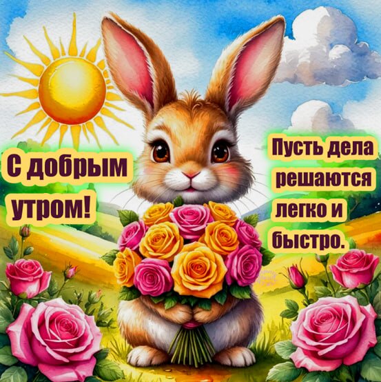 Открытка С добрым утром! Пусть дела решаются легко и быстро.
