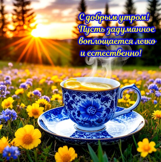 Открытка С добрым утром! Пусть задуманное воплощается легко и естественно!