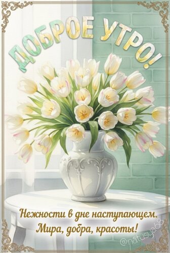 Открытка Доброе утро. Нежности в дне наступающем. Мира, добра, красоты!