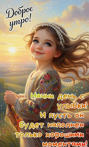 Открытка Доброе утро. Начни день с улыбки и пусть он будет наполнен только хорошими моментами