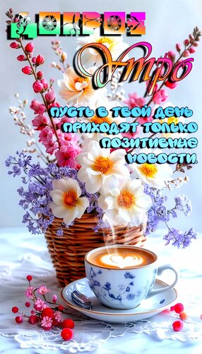 Открытка Доброе утро. Пусть в твой день приходят только хорошие новости