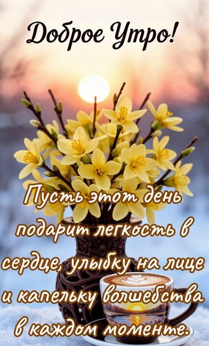 Открытка Доброе утро. Пусть этот день подарит лёгкость в сердце, улыбка улыбку на лице и капельку волшебства