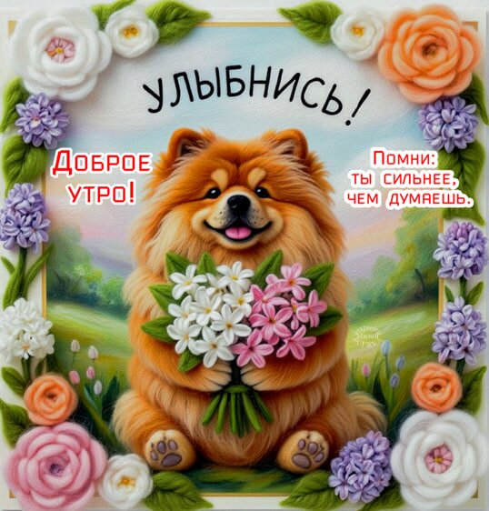 Открытка Доброе утро! Улыбнись! Помни: ты сильнее, чем думаешь.