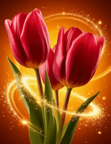 Анимированная открытка Тюльпаны