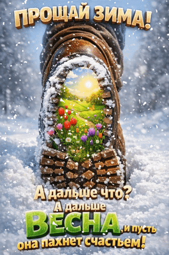 Открытка Прощай, зима! А дальше что? А дальше Весна и пусть она пахнет счастьем!