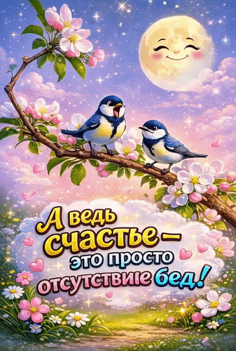Анимированная открытка А ведь счастье- это просто отсутствие бед!