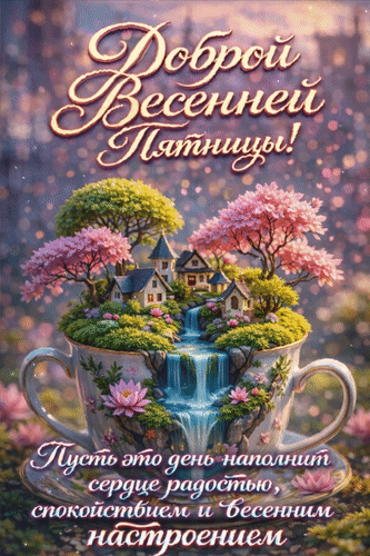 Открытка Доброй весенней Пятницы! Пусть этот день наполнит сердце радостью, спокойствием и весенним настроени