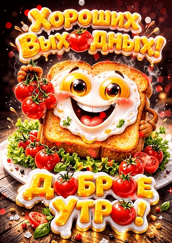 Анимированная открытка Хороших выходных! Доброе утро!