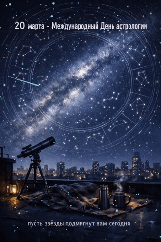 Анимированная открытка 20 марта - Международный день астрологии. Пусть звёзды подмигнут вам сегодня.