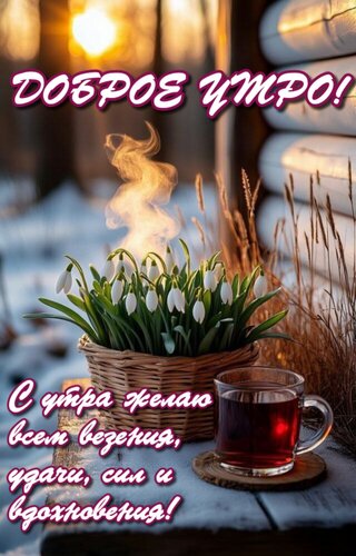 Открытка С утра желаю всем везения, удачи, сил и вдохновения!