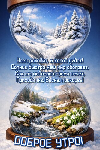 Открытка Все проходит, и холод уйдет! Солнце быстро наш мир обогреет. Как же медленно время течет, Приходи же
