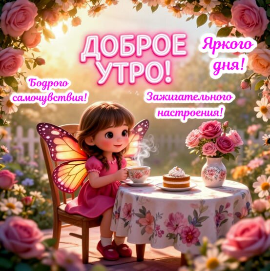 Открытка Доброе утро! Яркого дня! Бодрого самочувствия! Зажигательного настроения!